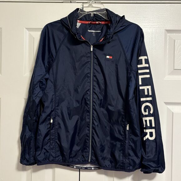 Tommy Hilfiger Sport Navy Windbreaker Jacket Size Small - Picture 1 of 10